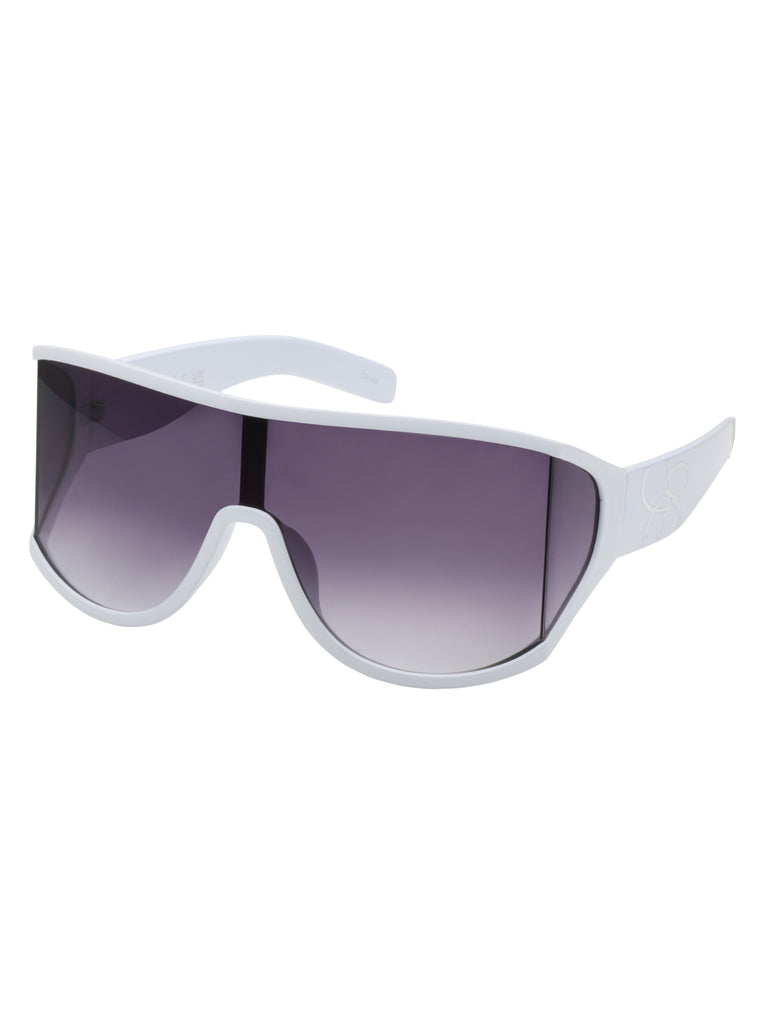 Oversized Square Wrap Shield Sunglasses in White