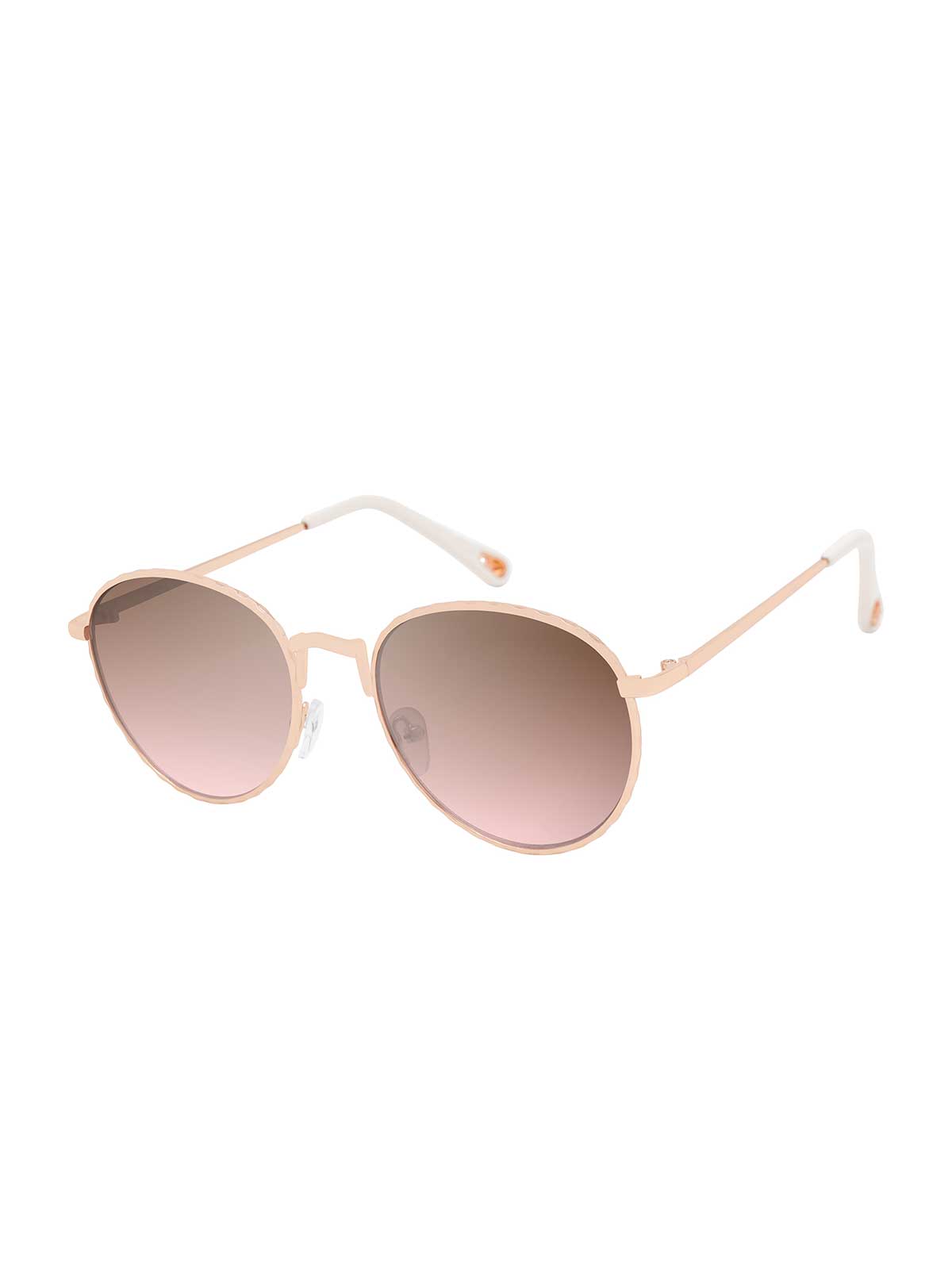 Stylish Metal Round Sunglasses in Matte Rose Gold