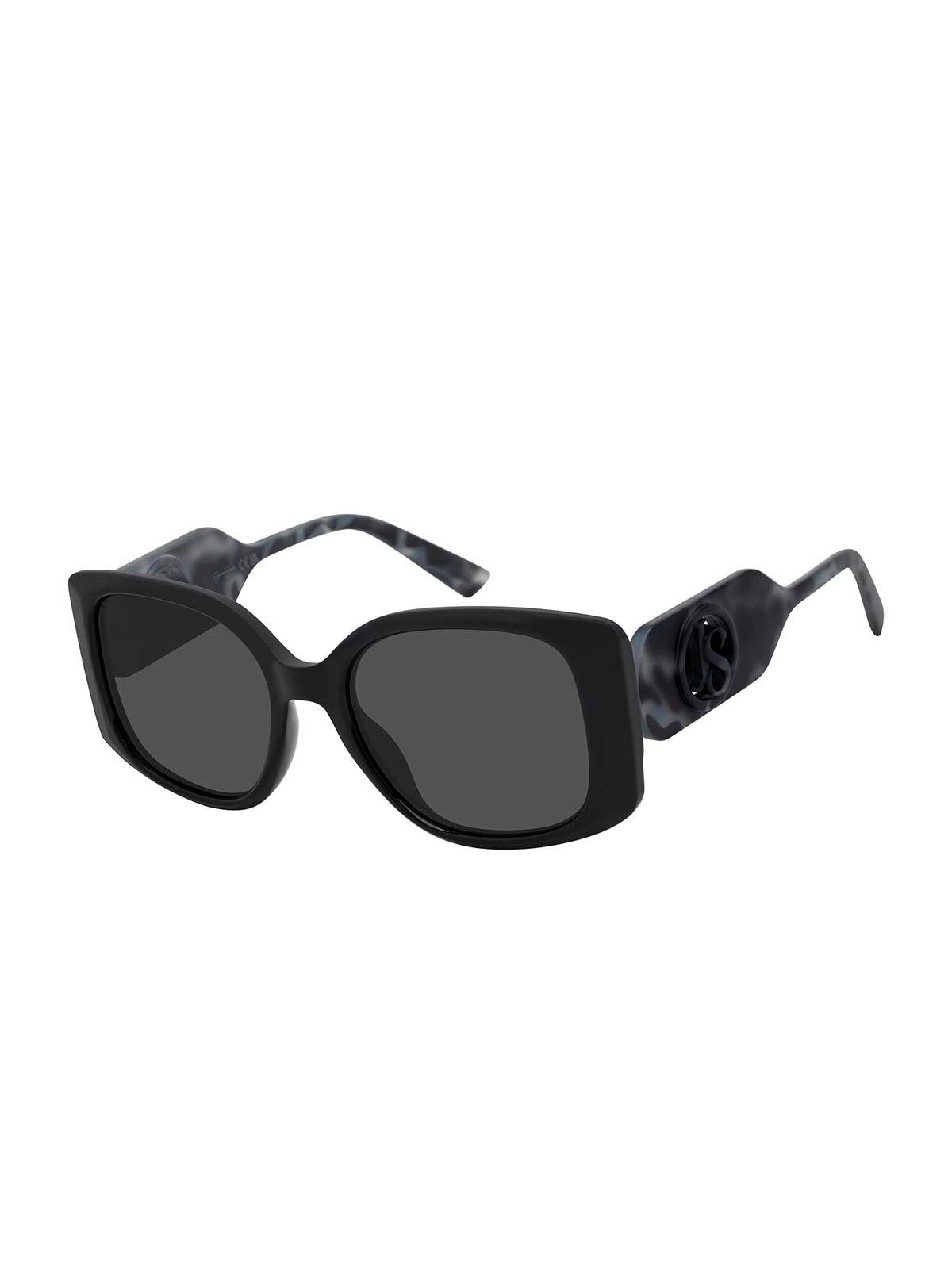 Chic Rectangle Tapered Temple Sunglasses in Black & Oatmeal