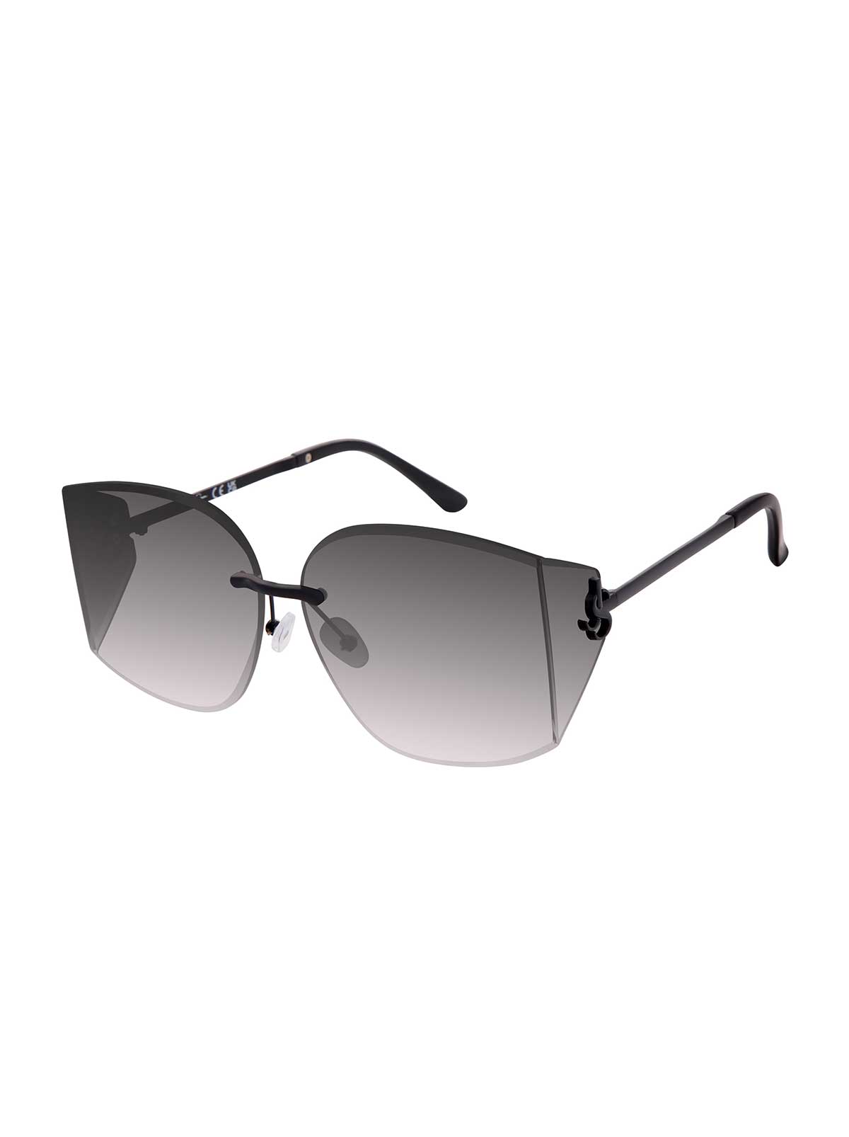 Clean Line Metal Rimless Sunglasses in Black