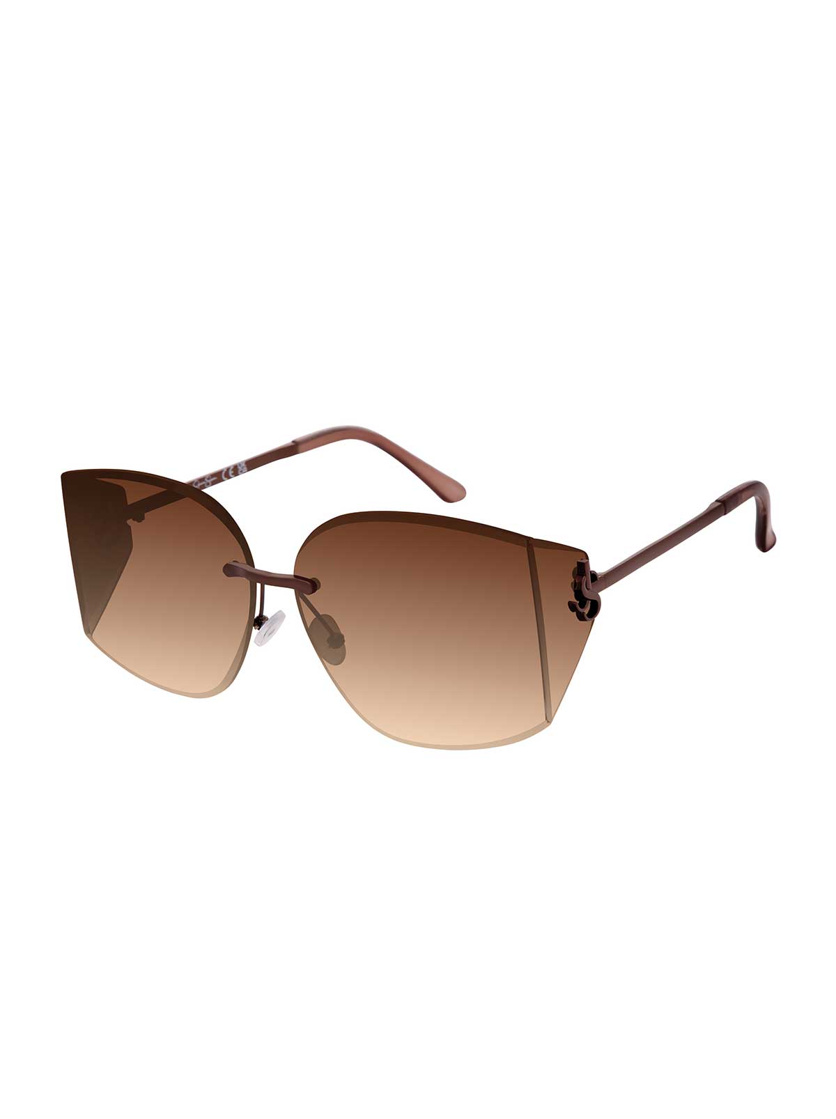 Clean Line Metal Rimless Sunglasses in Bronze