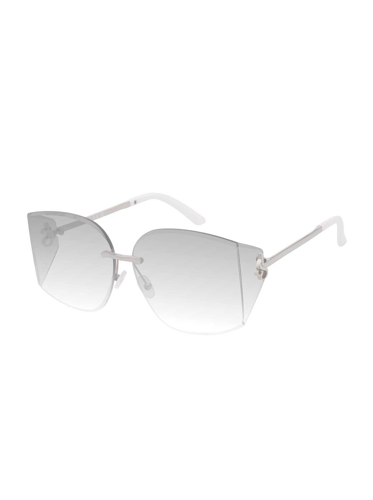 Clean Line Metal Rimless Sunglasses in Silver