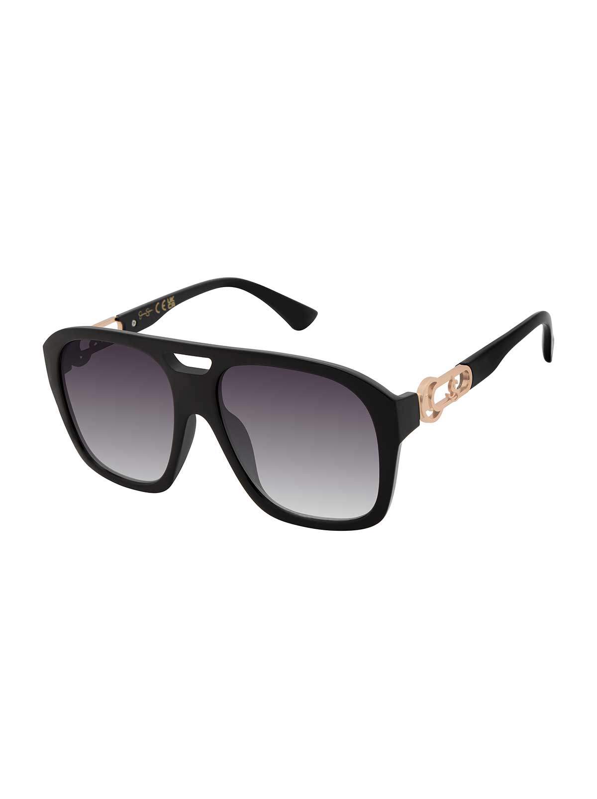 Flat-Top Aviator Sunglasses in Black