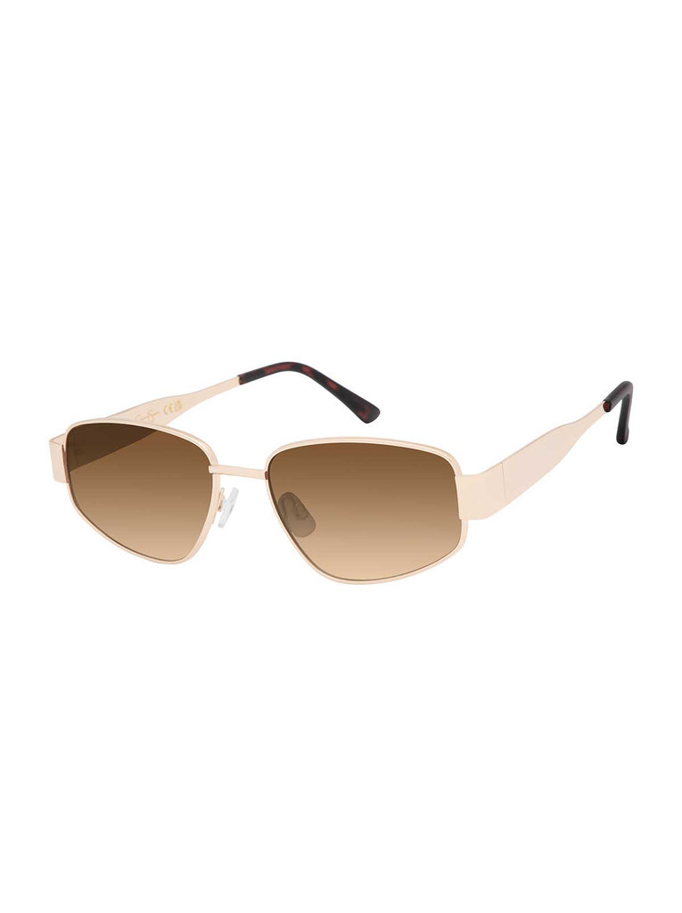Polished Metal Oval Sunglasses in Gold Tortoise – Jessica Simpson