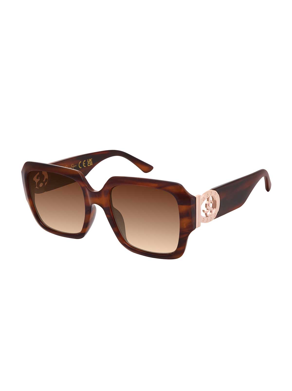 Bold Square Logo Sunglasses in Wood
