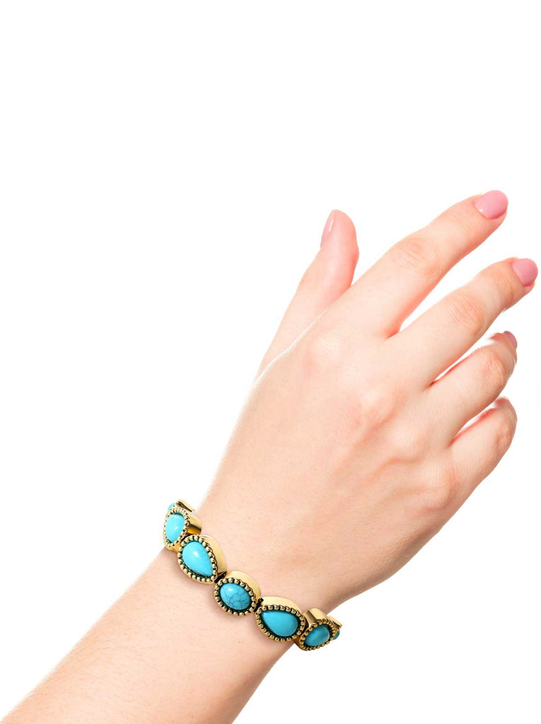 Turquoise Stone Slider Bracelet in Gold