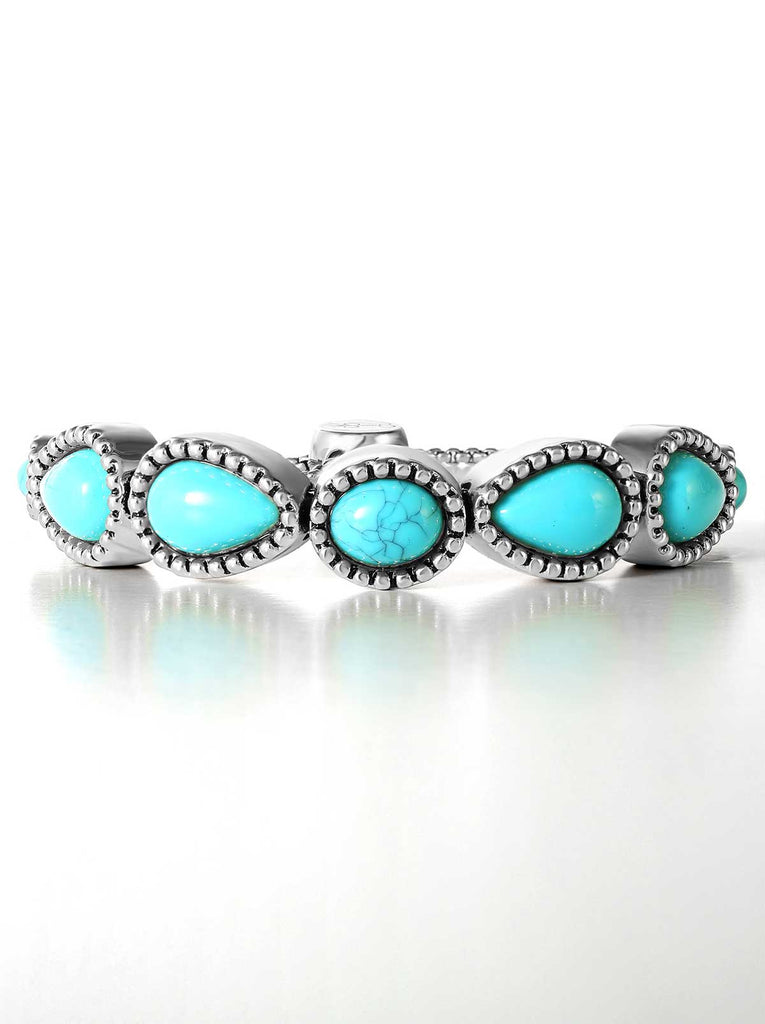 Turquoise Stone Slider Bracelet in Silver