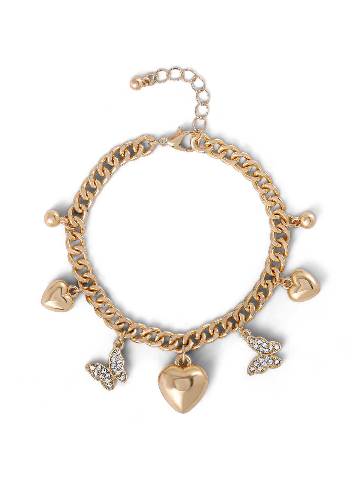 Heart & Butterfly Charm Bracelet