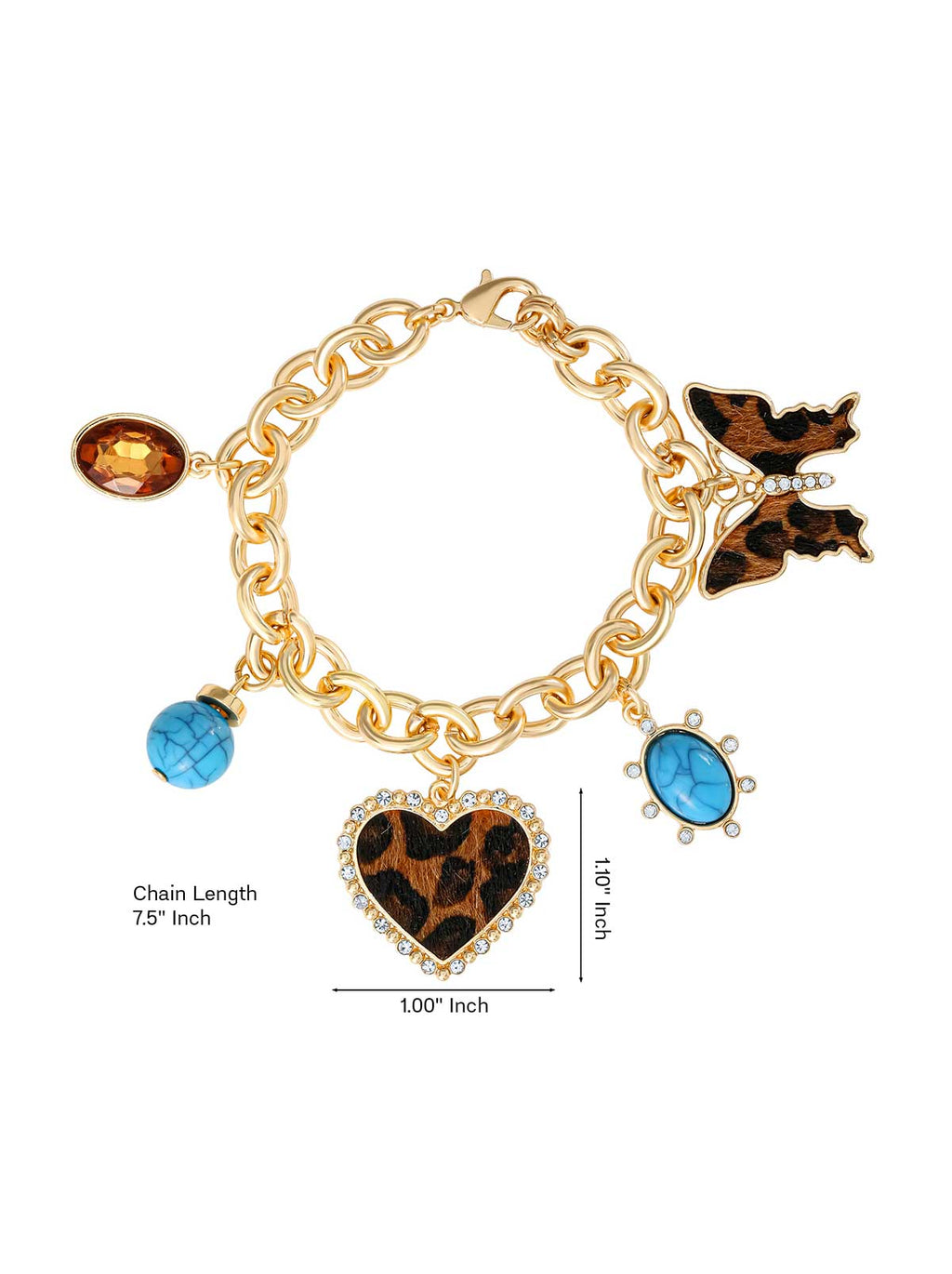 Cheetah & Crystal Charm Bracelet