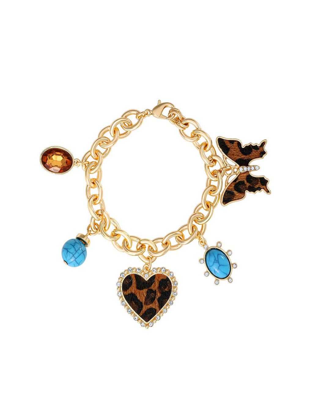 Cheetah & Crystal Charm Bracelet