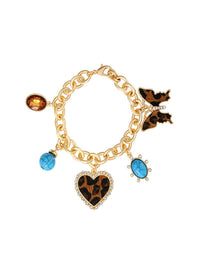 Cheetah & Crystal Charm Bracelet