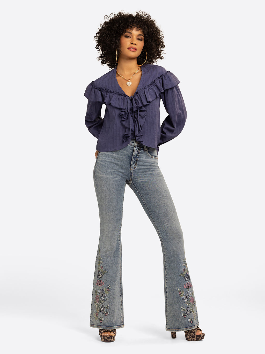 JS Jessica Simpson Daphne Blouse in Deep Cobalt