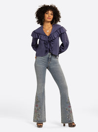 JS Jessica Simpson Daphne Blouse in Deep Cobalt