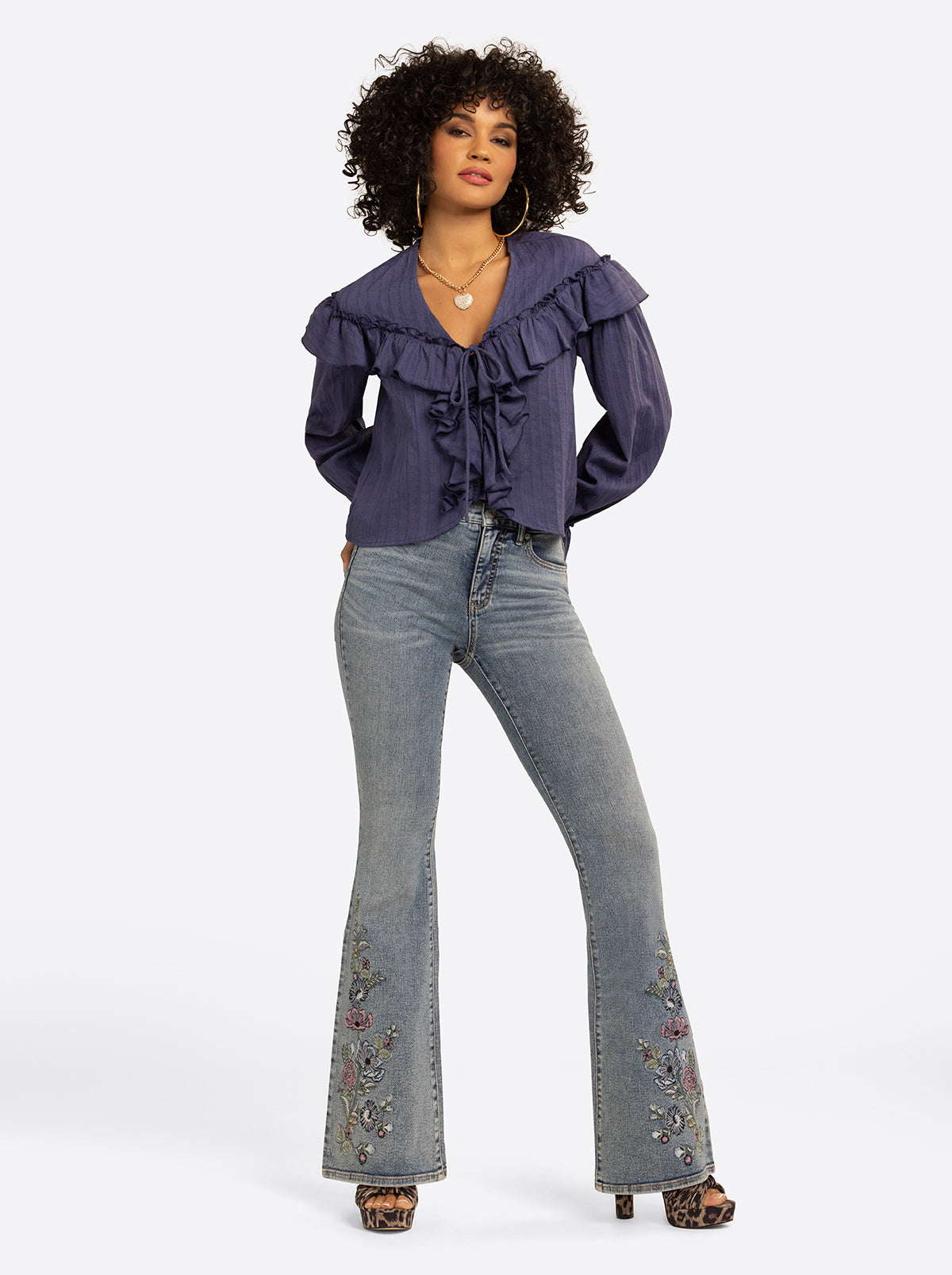 JS Jessica Simpson Daphne Blouse in Deep Cobalt