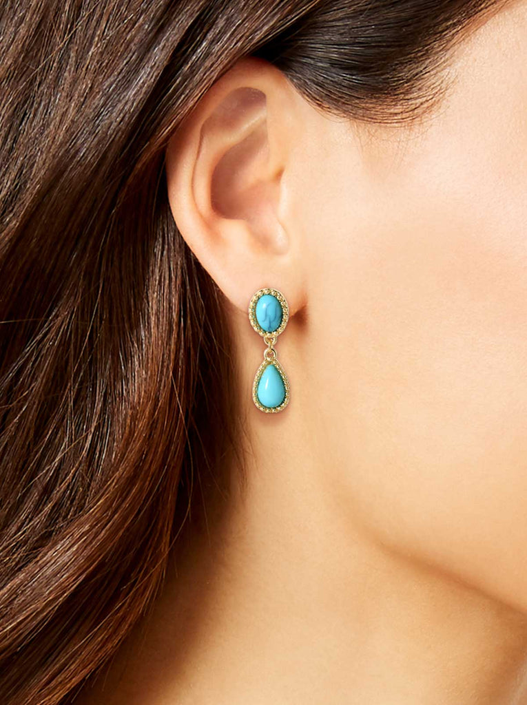 Turquoise Stone Drop Earrings