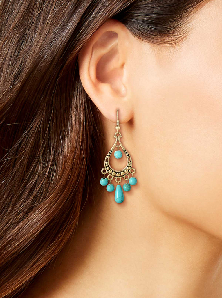 Turquoise Bead Chandelier Earrings