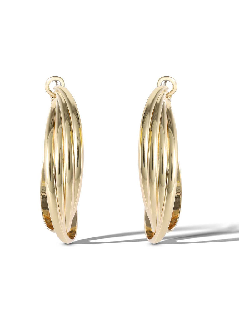 Twisted Layered Hoop Earrings in Gold