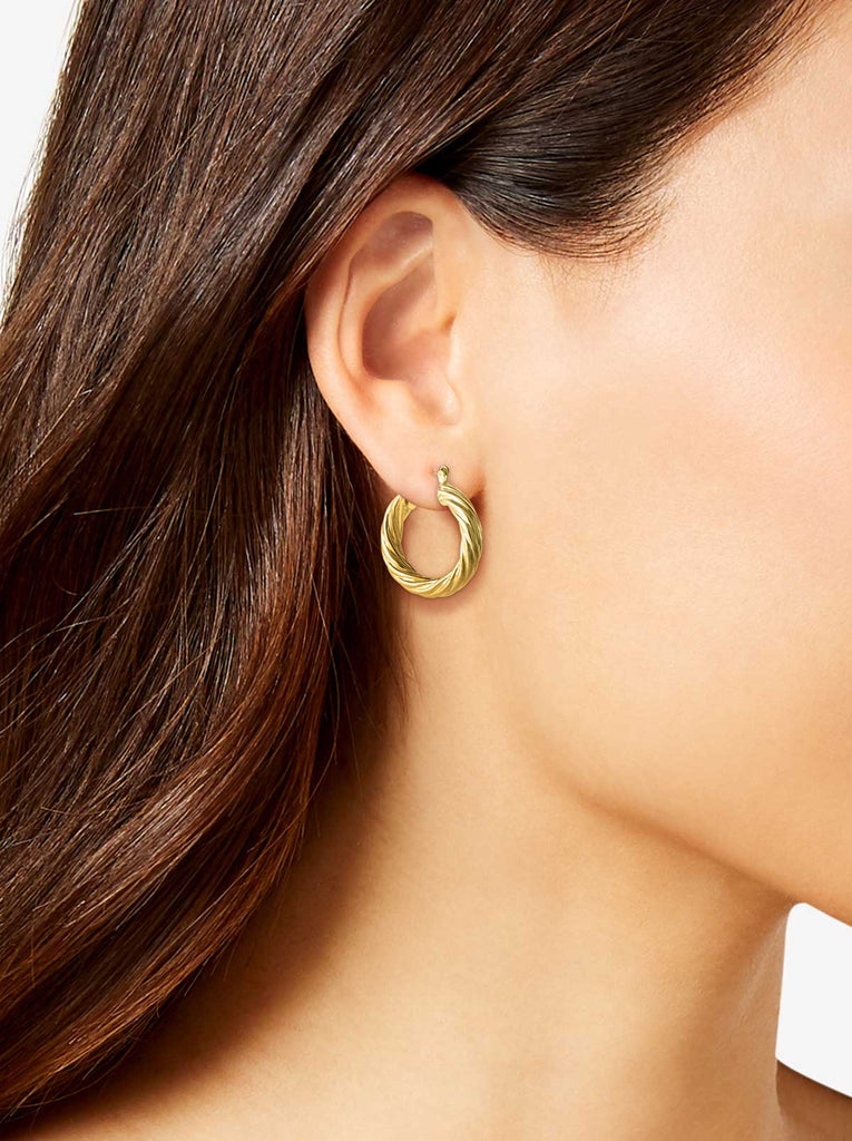 Thick Twisted Hoop Earrings in Gold