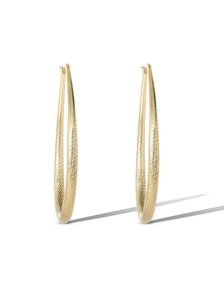 Oval Textured Hoop Earrings in Gold