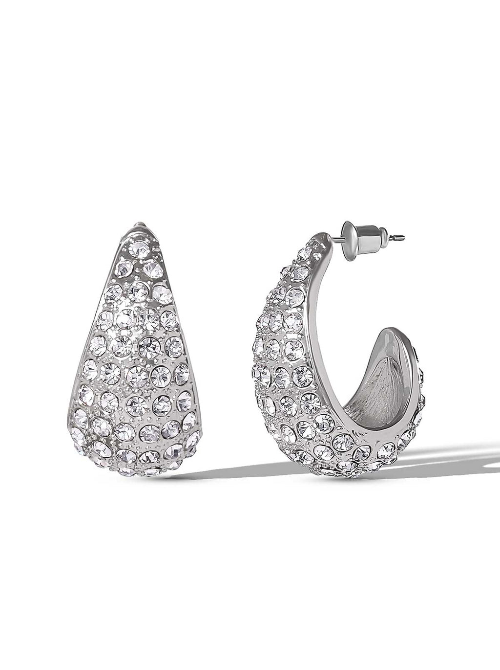 Crystal-Encrusted Teardrop Hoop Earrings