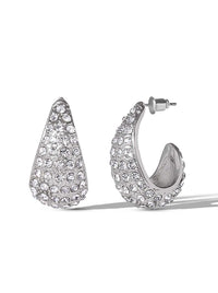 Crystal-Encrusted Teardrop Hoop Earrings