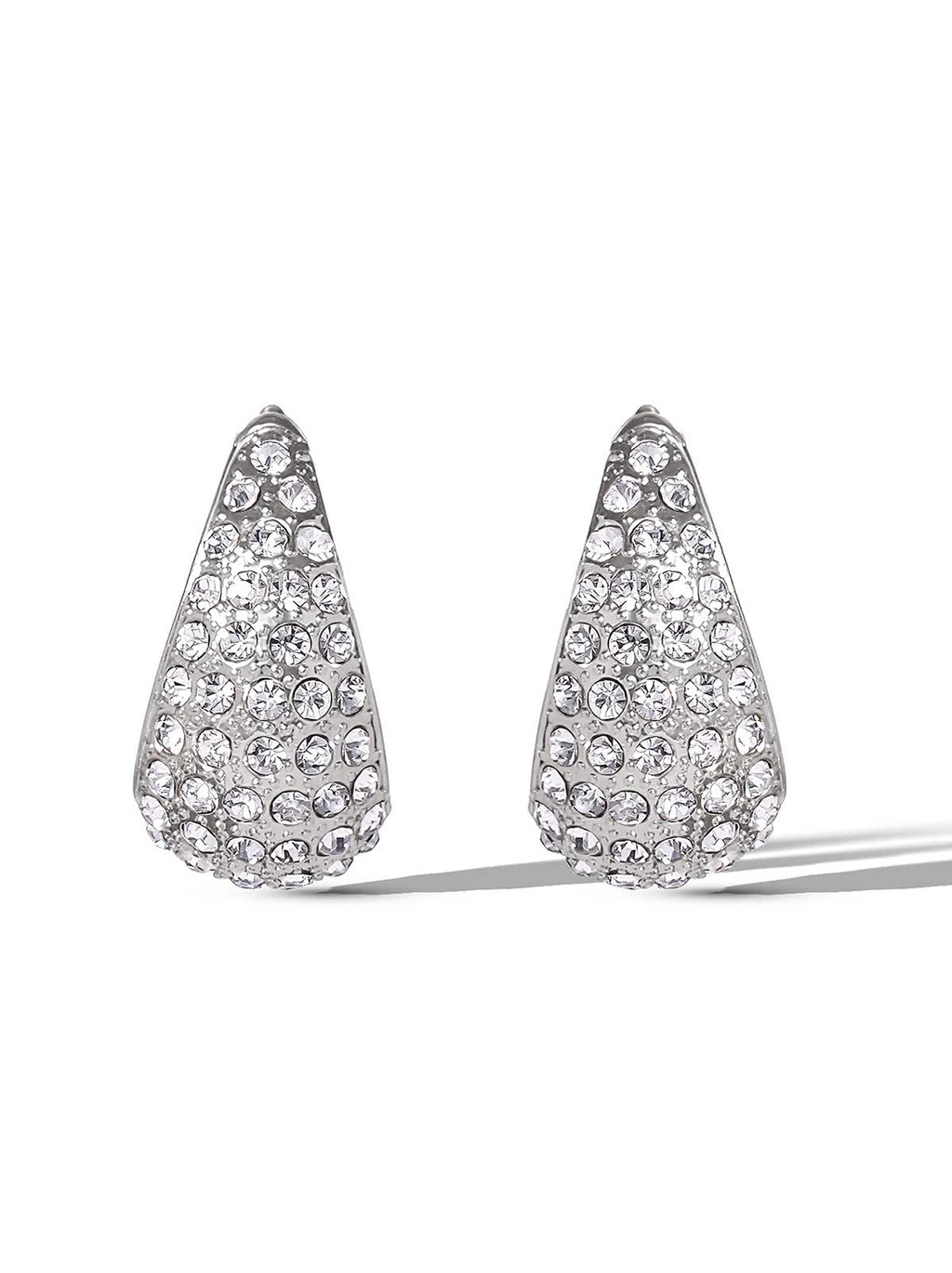 Crystal-Encrusted Teardrop Hoop Earrings