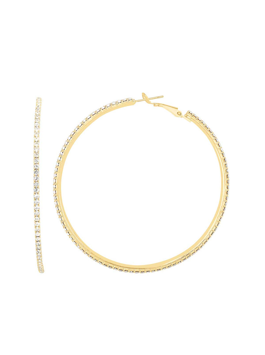 Gold-Tone Crystal Pave Hoop Earrings