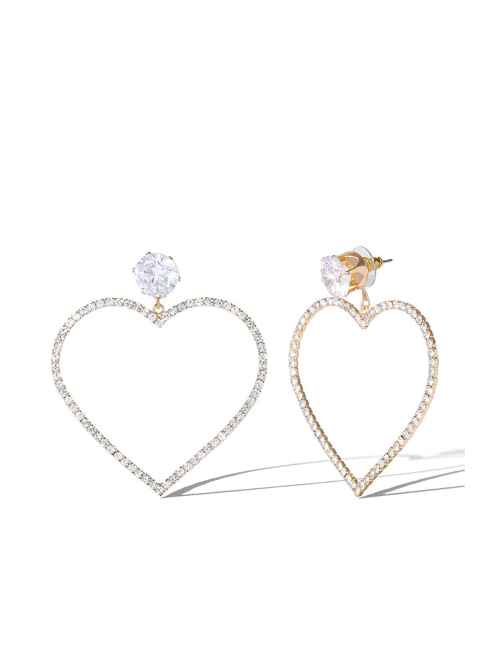 Heart-Shaped Crystal Drop Earrings