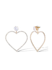 Heart-Shaped Crystal Drop Earrings