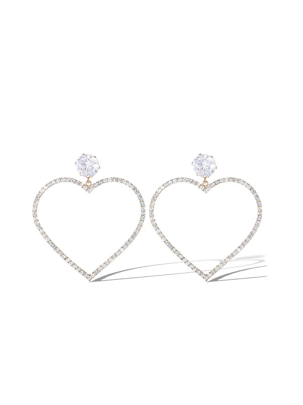 Heart-Shaped Crystal Drop Earrings