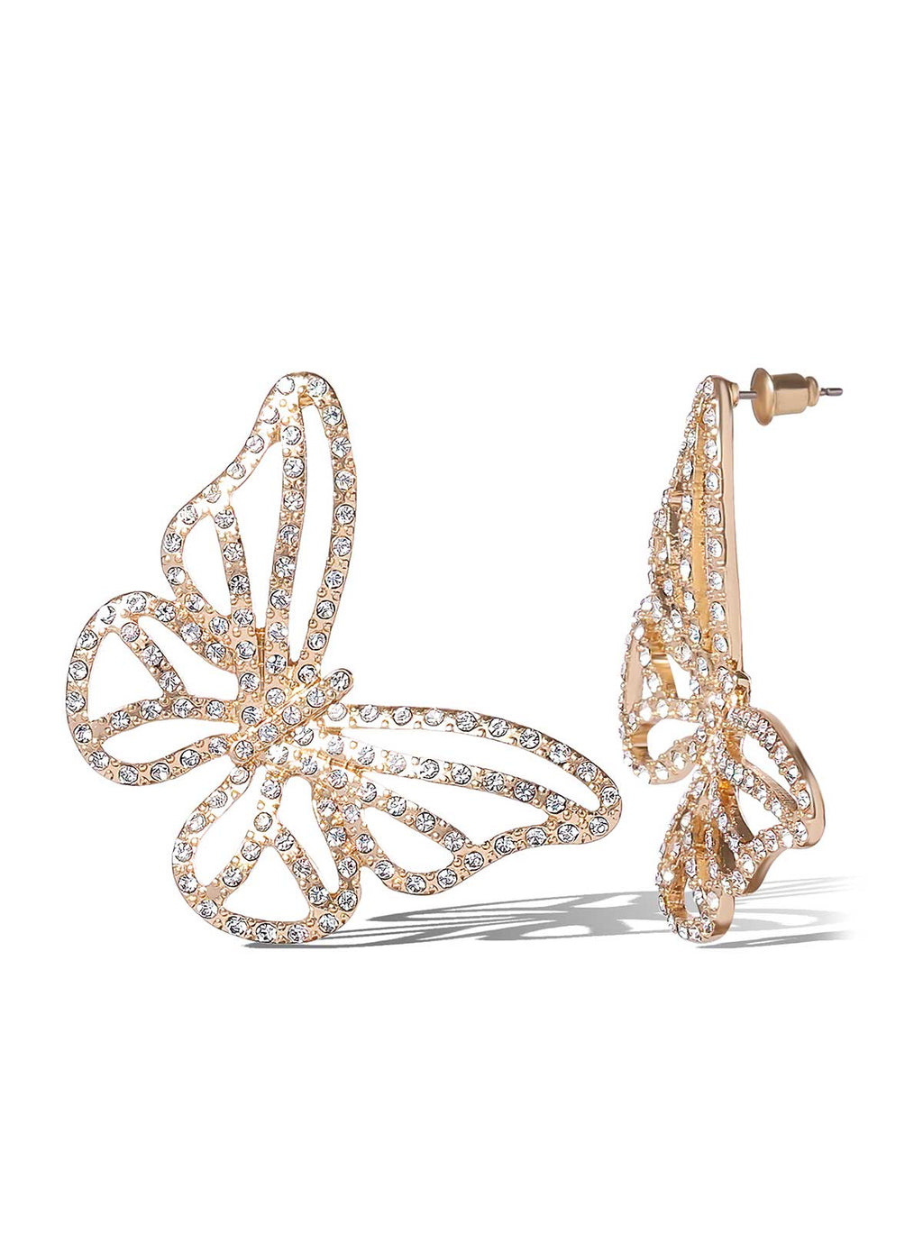 Crystal-Studded Butterfly Earrings
