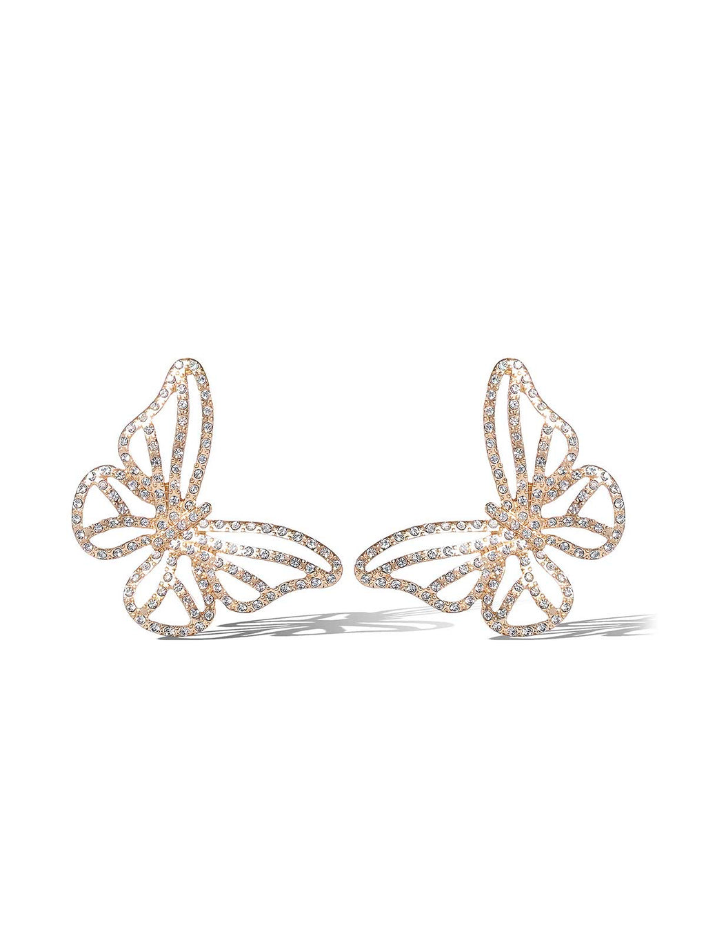 Crystal-Studded Butterfly Earrings