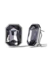 Octagon-Cut Smoky Crystal Earrings