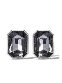 Octagon-Cut Smoky Crystal Earrings