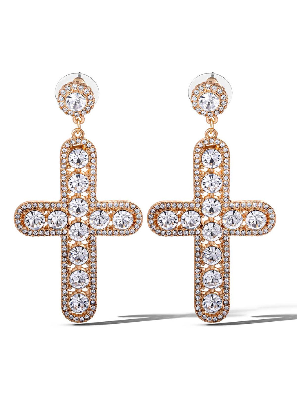 Pave Cross Dangle Earrings