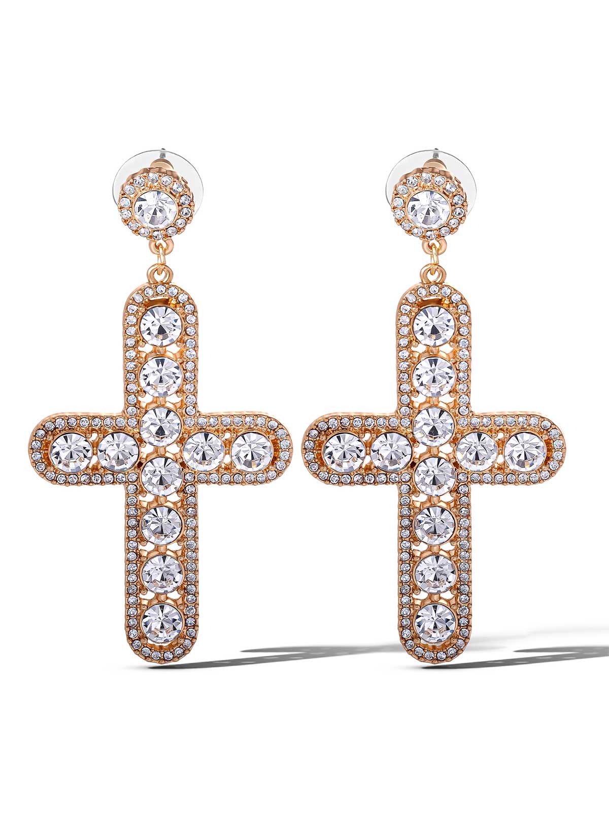 Pave Cross Dangle Earrings