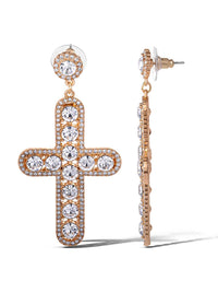 Pave Cross Dangle Earrings