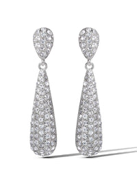 Silver-Tone Pave Teardrop Dangle Earrings
