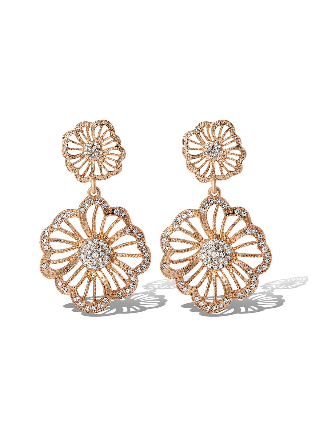 Radiant Rose Gold Floral Drop Earrings