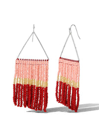 Multi Seed Beads Fringe Dangle Earring