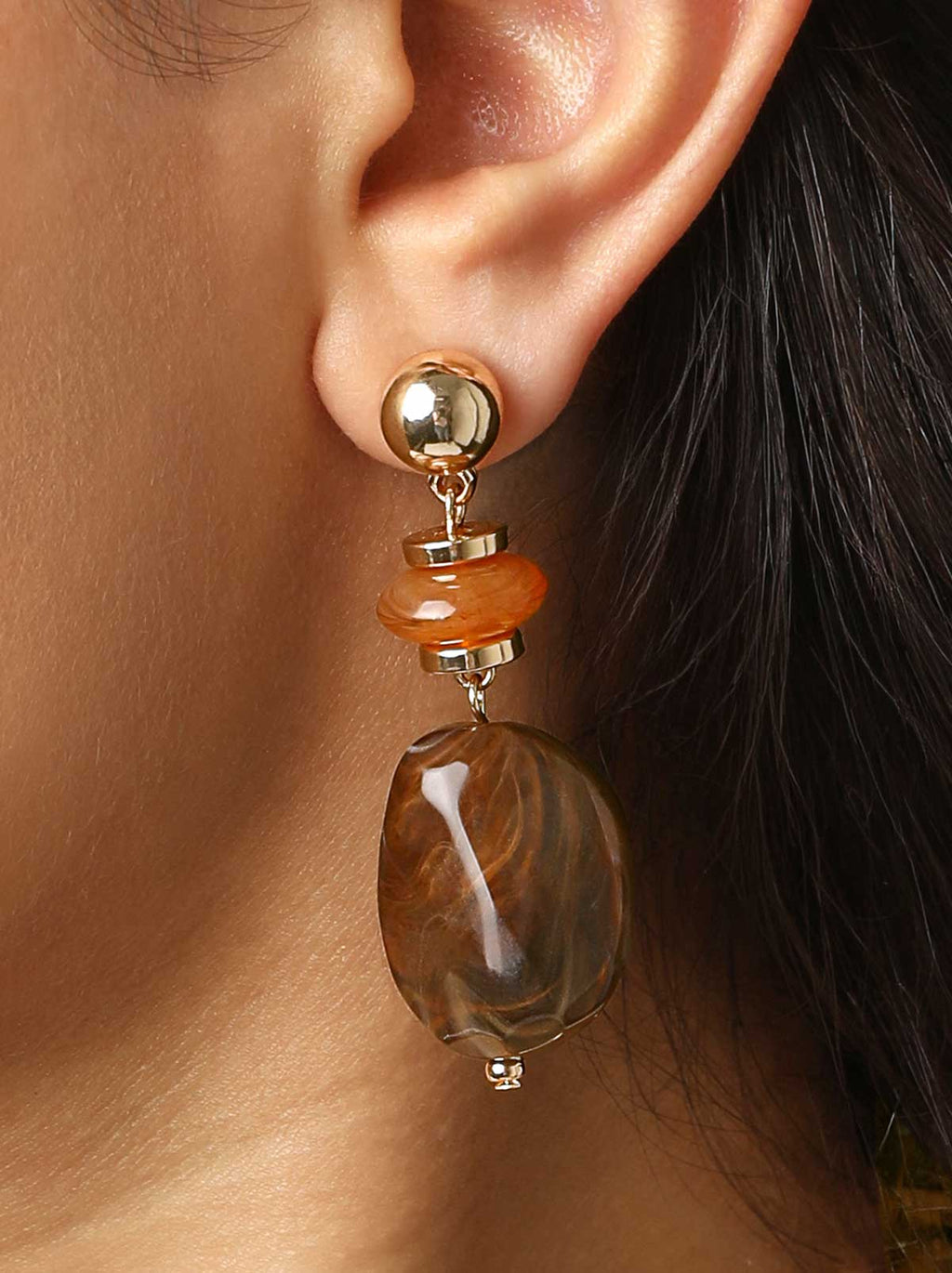 Gold Large Bead Drop Earrings
