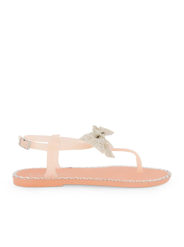Girls' Jelly Bow Slippers in Blush