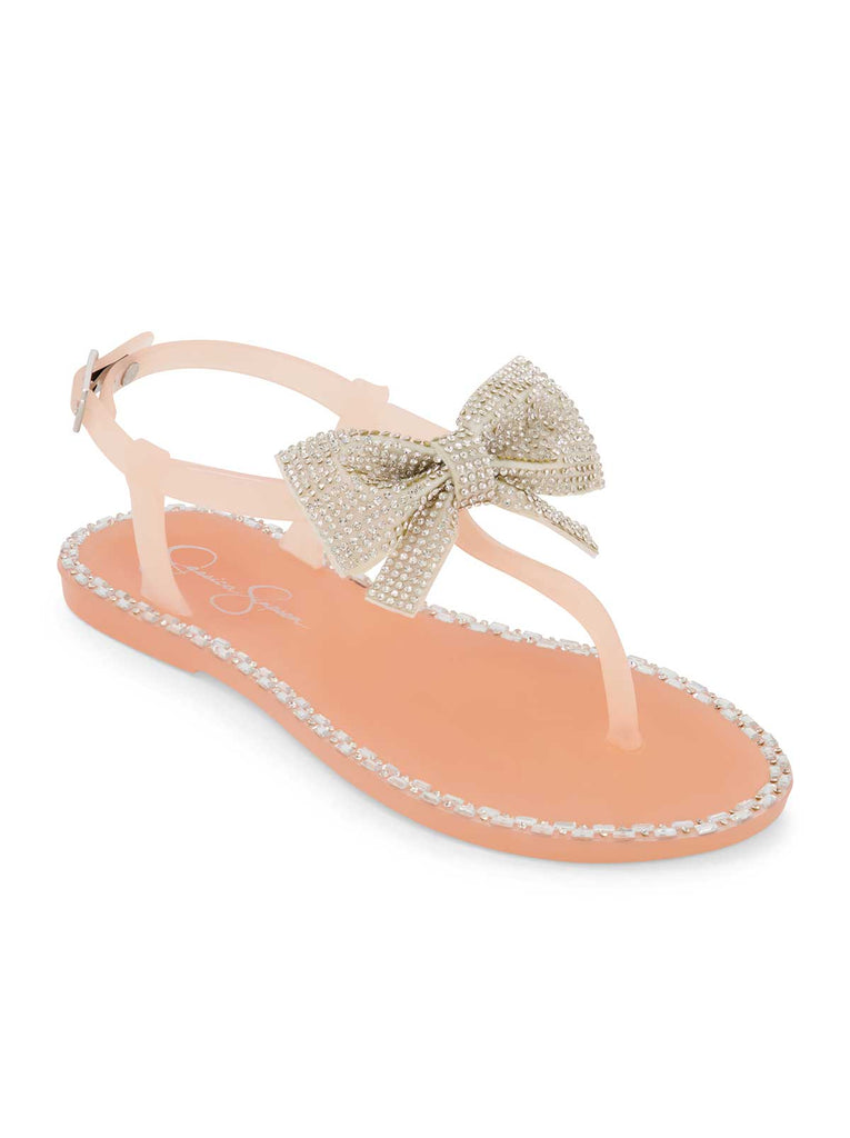 Girls' Jelly Bow Slippers in Blush