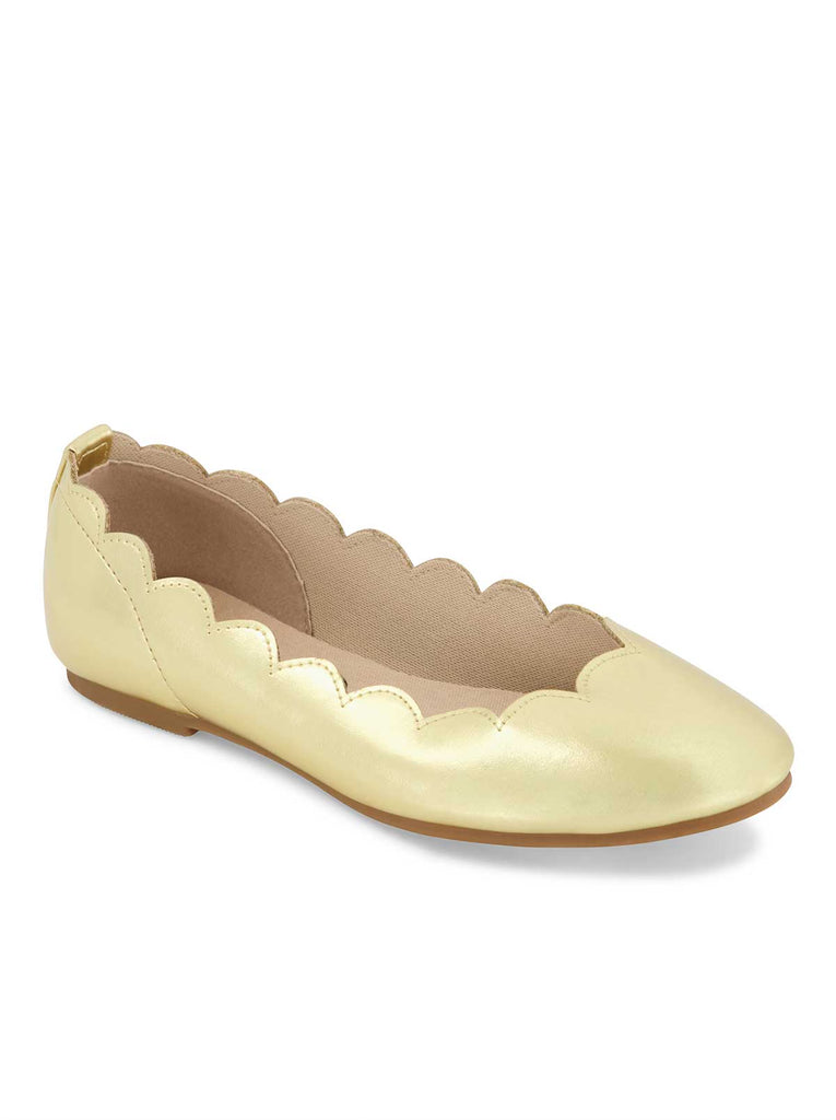 Girls' Amy Scallop Ballet Flat in Gold