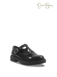 Little Girls' Lugs T-Strap Loafers in Black Patent