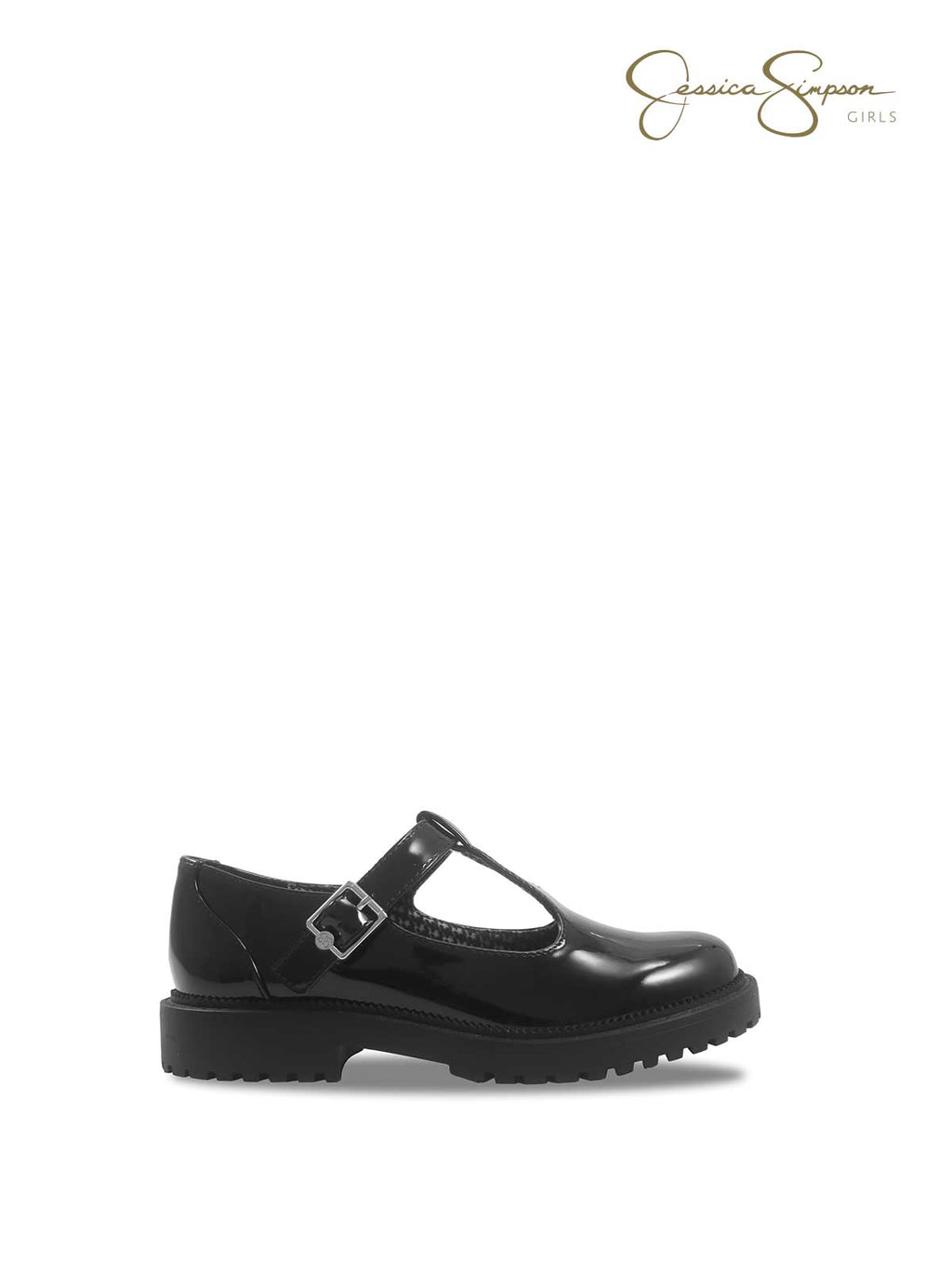 Little Girls' Lugs T-Strap Loafers in Black Patent