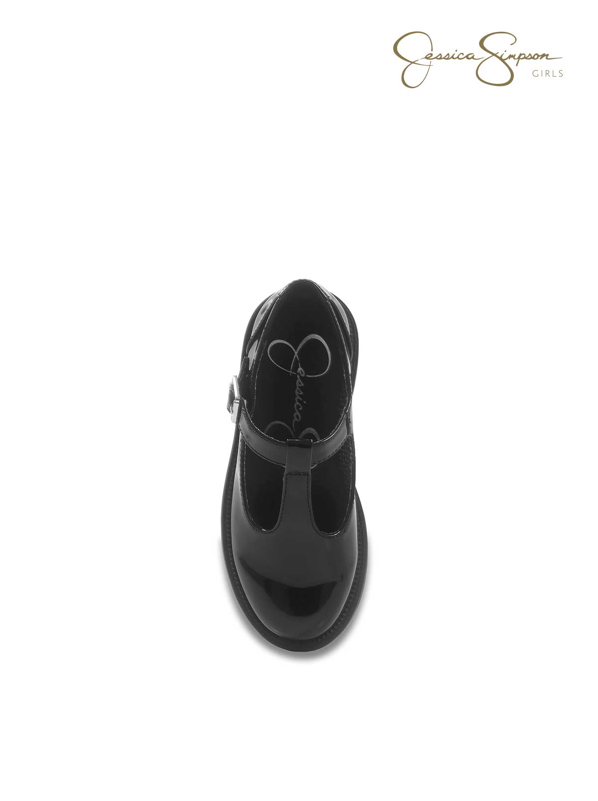 Little Girls' Lugs T-Strap Loafers in Black Patent