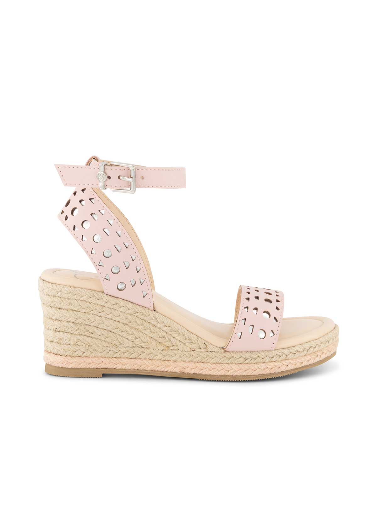 Ankle Strap Blush Wedges Sandals Kalia Blush, Embellished Strap