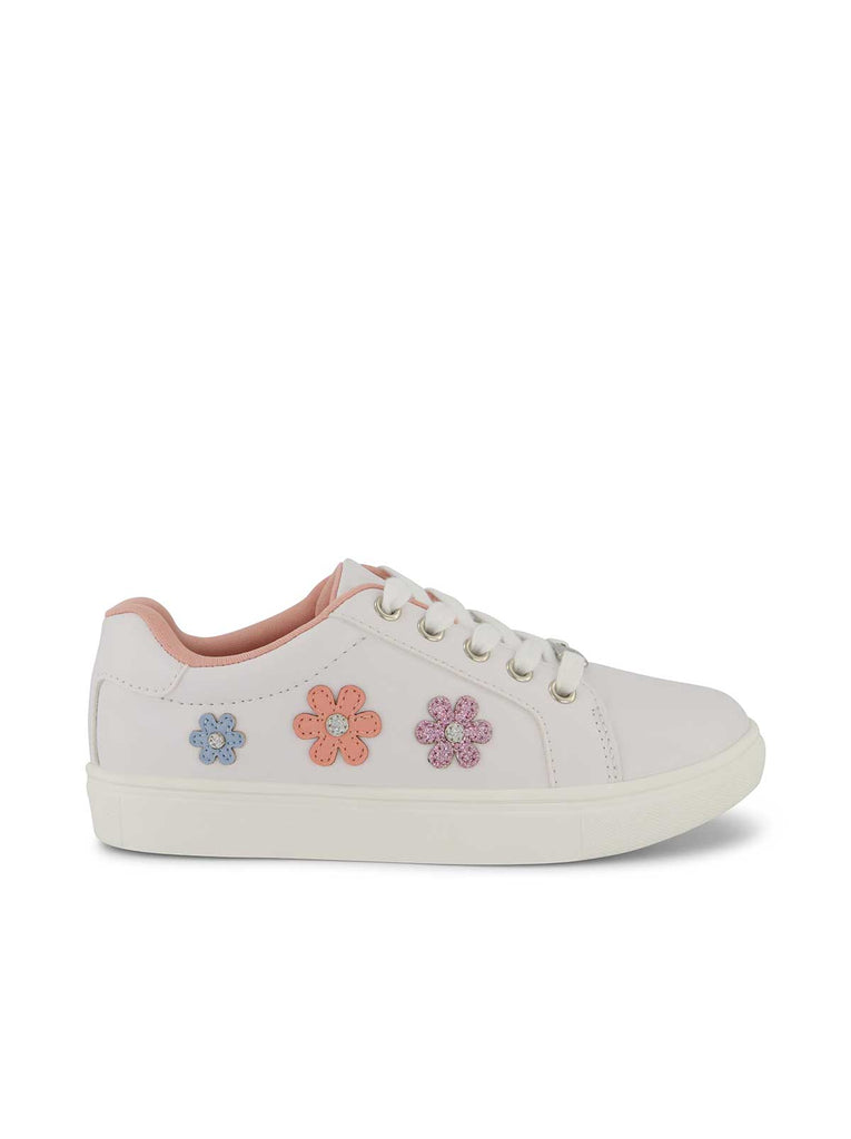 Girls' Gina Flower Low Sneakers in White