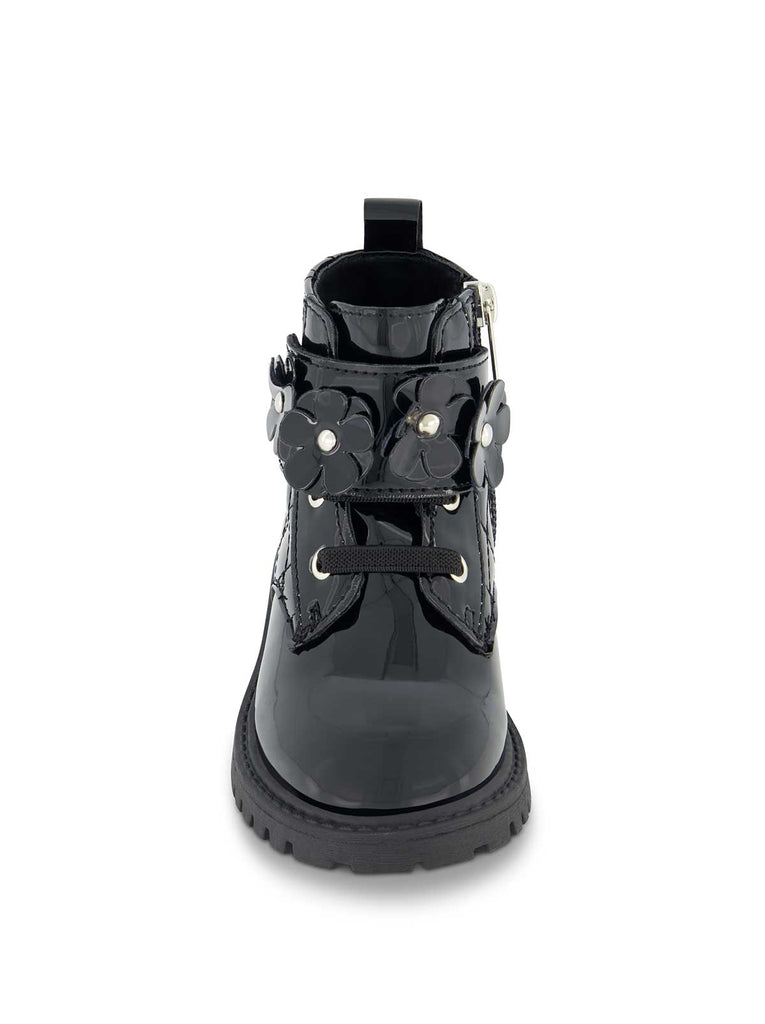 Toddler Daria Flower Moto Boot in Black